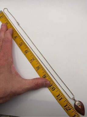 Sterling Silver Rope Chain Necklace with Brown StoneTeardrop Pendant 23” long